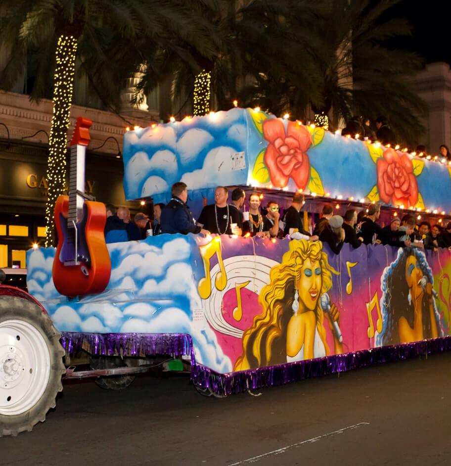 Attendees were also able to get on a true Mardi Gras float and stop traffic with a marching band, throwing beads into  the crowd!